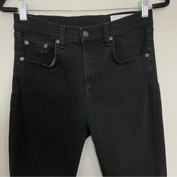 Rag & Bone 10 Inch Capri Jean Distressed Raw Hem Black Size 28 - Picture 7 of 13